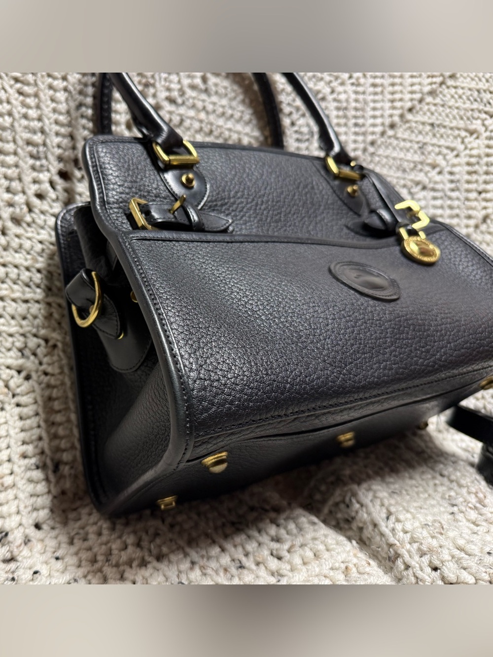 Vintage Dooney and Bourke Black Buckle Satchel Crossbody - Picture 2 of 7